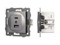 Механизм USB розетки SCT-MUAC-PL-GR-V (5V, 3A, QC4)