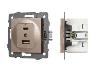 Механизм USB розетки SCT-MUAC-PL-GD-V (5V, 3A, QC4)