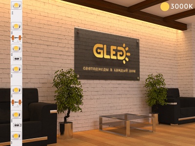 Светодиодная лента GLed IP22 3528/60 LED (ELITE, 12, Теплый белый 3000 K)