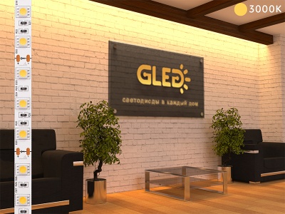 Светодиодная лента GLed IP22 2835/120 LED (ELITE, 24, Теплый белый 3000 K)