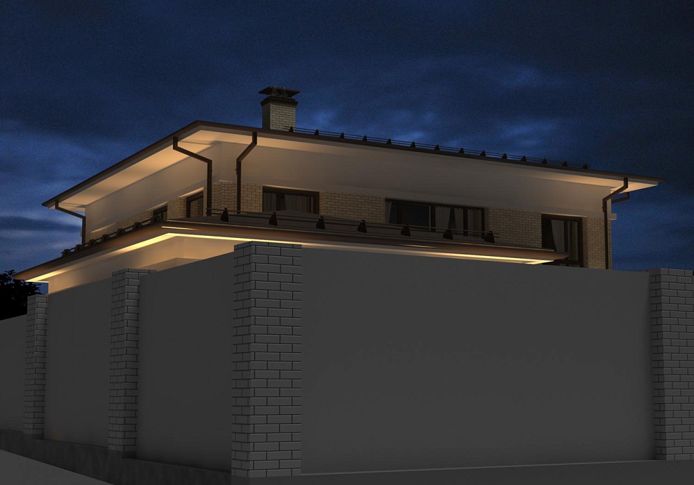 Визуализация архитектурного освещения фасада частного дома